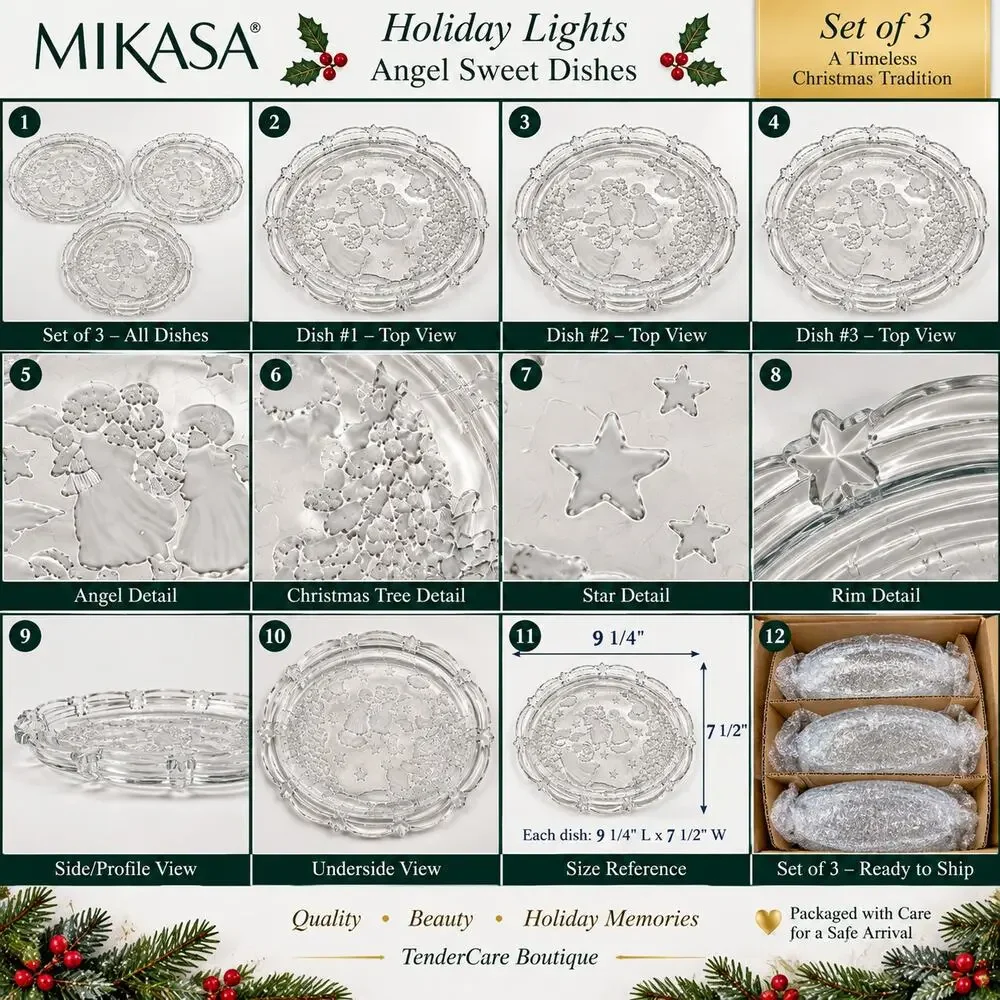 Mikasa Holiday Lights Angel Christmas Dishes Set of 3